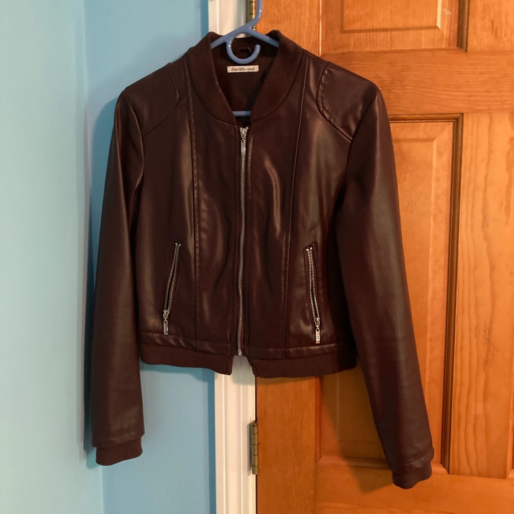 Charlotte ruse maroon faux leather jacket
